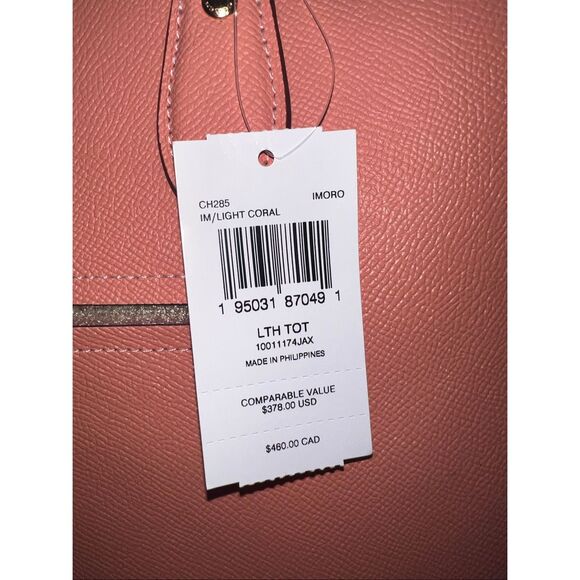🔥🎁NWT! Coach Gallery Tote Handbag Light/Coral CH285 Msrp:$378.00 - Picture 12 of 12